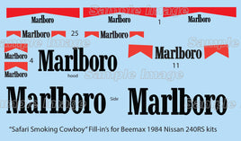 "Safari Smoking Cowboy Fill-ins" Decal Sheet for 1/24 Beemax 1984 Nissan 240RS Rally