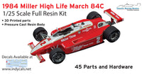 1984 Miller Penske March 84C 1/25 scale - Al Unser resin full kit