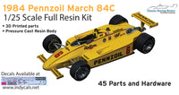 1984 Pennzoil Penske March 84C 1/25 scale - Rick Mears resin full kit