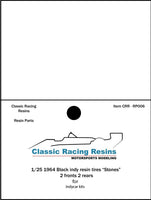 1964 1/25 Black Indy Resin tires "stones" one set 2 fronts 2 rears