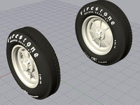 1950s Wheels and Tires 1/24 scale replacement wheels and tires for the Monogram Roadster kit