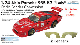 1981 Coca-Cola Akin Daytona 24 Porsche 935 K3 Resin Fender conversion for 1/24 NuNu Plastic kits