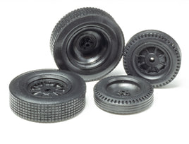 1/25 50's Black Resin DIRT Tires - DISHED REAR wheels & DISHED FRONT wheels