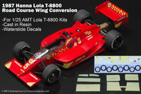 1987 Hanna Auto Wash Lola Long Beach Road Course Wings and Decals for 1/25 AMT Indycar kits