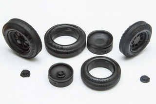 1950s Wheels and Tires 1/24 scale replacement wheels and tires for the Monogram Roadster kit